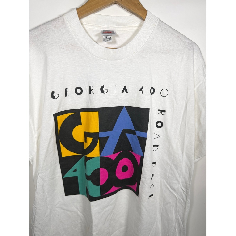 Vintage 1993 Nike Georgia 400 Road Race T Shirt Niketown Atlanta Mens XL White